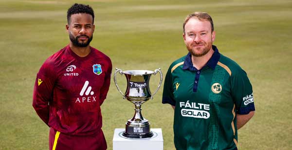 Captains with the series trophy (Cricket Ireland)