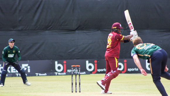 Carty pulls a short ball from Barry McCarthy for a boundary (CricketEurope)