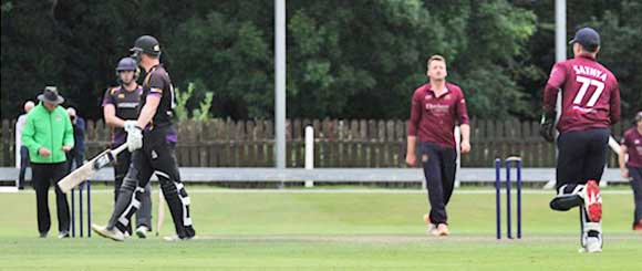 White's innings comes to an end after he is bowled (CricketEurope)