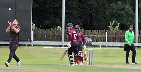 Dadswell takes the caught and bowled to dismiss Melly (CricketEurope)