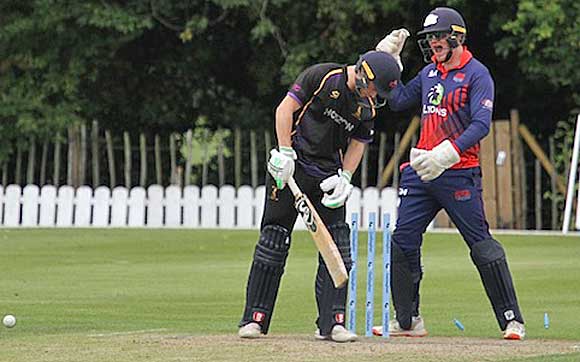 Rock is bowled by Allen (CricketEurope)