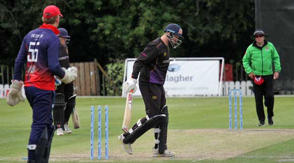 Magee is bowled to end the Instonians innings (CricketEurope)