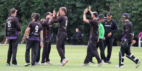 Instonians celebrate the departure of Topping (CricketEurope)