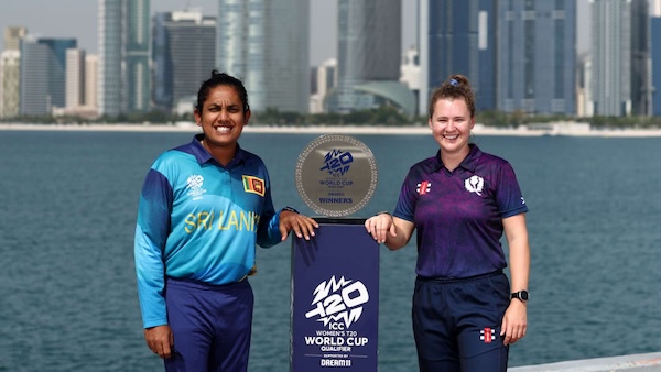 Sri Lanka and Scotland captains ahead of the 2024 qualifier final