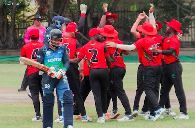 Malawi celebrate a wicket