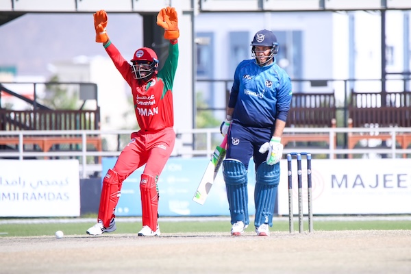 Oman wicketkeeper appeals