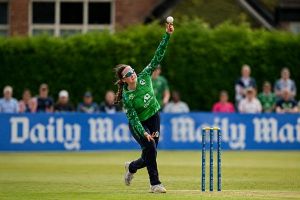 Aimee Maguire bowling